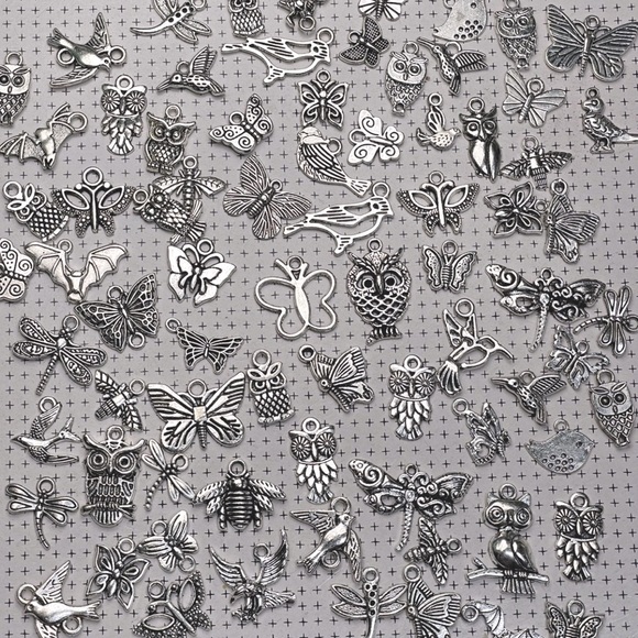 35 pc Flying Things Charms Pendants Bracelets & Jump Rings Bundle Jewelry Making - Picture 10 of 13